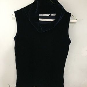 Sleeveless Sapphire Velvet Turtleneck